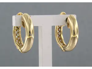 18k geelgouden creolen bezet met briljant geslepen diamant 0.80ct.- F/G - VS/SI kopen? Bied vanaf 600!