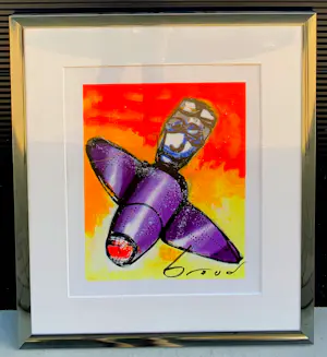 Herman Brood - Ingelijste zeefdruk: Vliegtuig kopen? Bied vanaf 350!