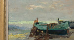 Willem Knip - Olieverf op paneel, Booten op het drogen - Ingelijst kopen? Bied vanaf 500!