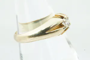 Fraaie  geel-gouden (14 krt) & diamanten (ca. 0.40ct) H/VS unisex solitair-ring kopen? Bied vanaf 470!