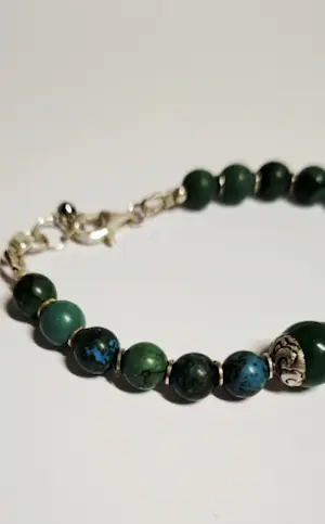 Nieuwe Armband van natuurlijke turquoise en groene Jade de zilveren armband kopen? Bied vanaf 75!