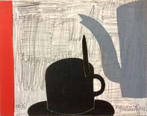 Klaas Gubbels - Grijze kan met zwart kopje - 2004 - oplage E/A 3/3. verkocht voor € 250!