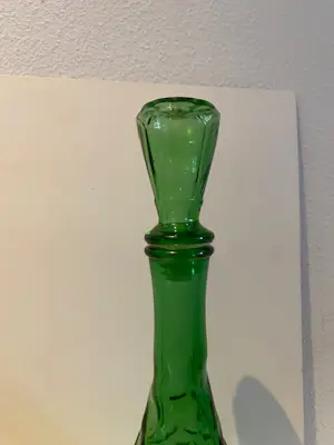 Empoli Glas - Vintage dimpled green kristallen wijnkaraf, Empoli ‘Genie’ bottle. kopen? Bied vanaf 55!