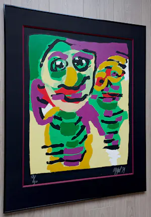 Karel Appel - Zwarte rand, zeefdruk (mooi ingelijst, groot) kopen? Bied vanaf 1600!
