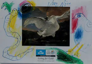 Corneille - Ingelijste gemengde techniek: KLM official Airline of EURO 2000 (nette lijst) kopen? Bied vanaf 895!