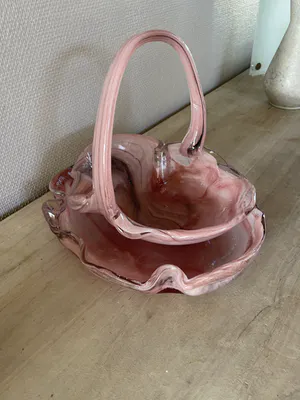 Niet of onleesbaar gesigneerd - Italiaanse design glaswerk, mand plus schaal kopen? Bied vanaf 1!