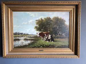 Adriaan Marinus Geijp - Landschap met koeien verkocht voor € 300!