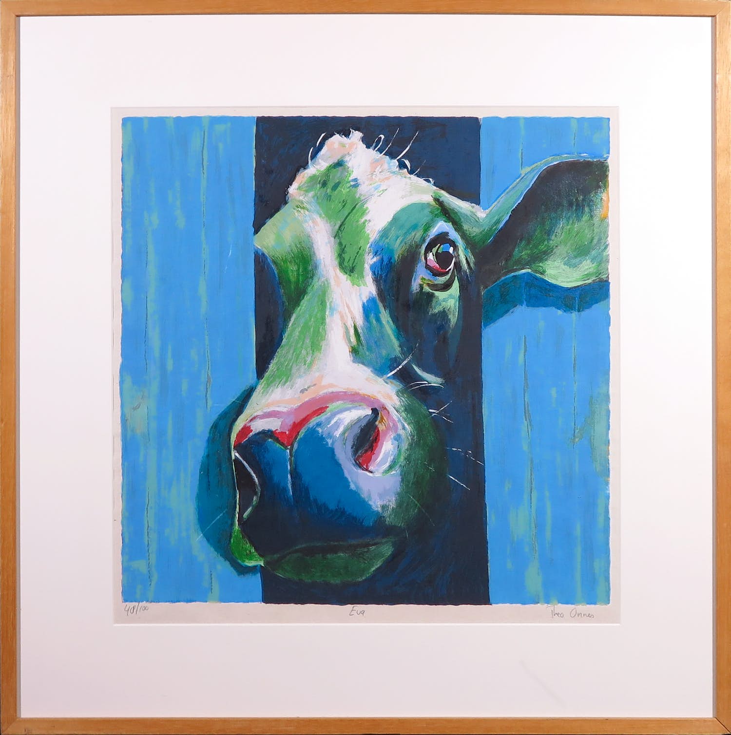 Theo Onnes - Zeefdruk, Eva - Ingelijst verkocht voor € 50!