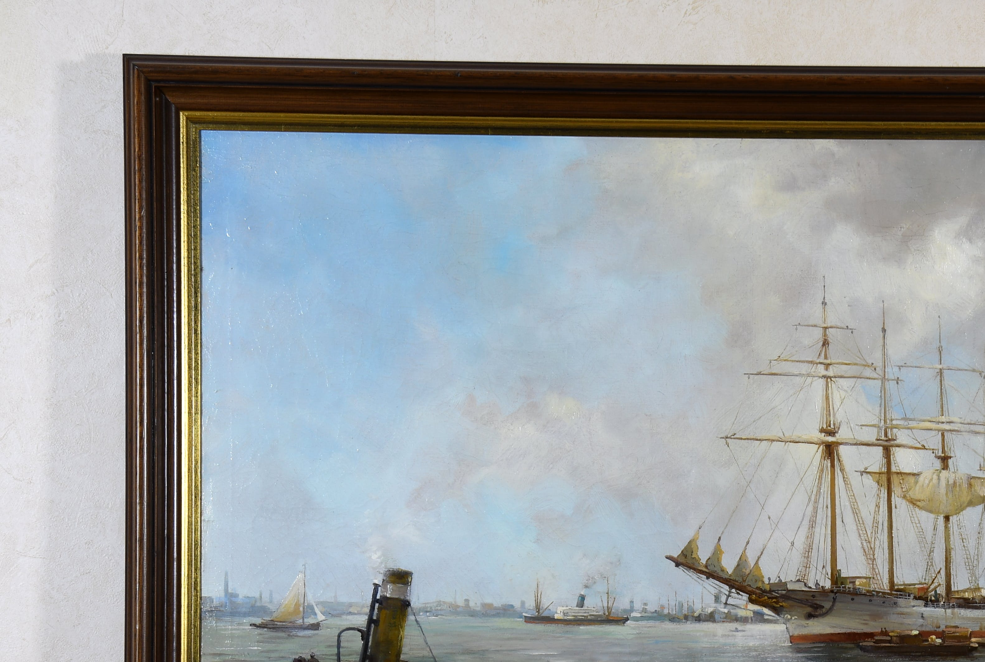 Carl August Streefkerk - Havengezicht - 't IJ - Amsterdam - Olieverf op doek - Gesigneerd l.o. kopen? Bied vanaf 250!