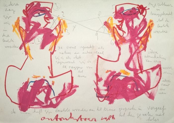 Anton Heyboer - Gemengde techniek. "2 Vrouwen torso's". kopen? Bied vanaf 150!