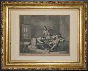 Gerrit Lucasz. van Schagen - Adriaen van Ostade: Boereninterieur met drinkende man - ets uit 1680/90 kopen? Bied vanaf 100!