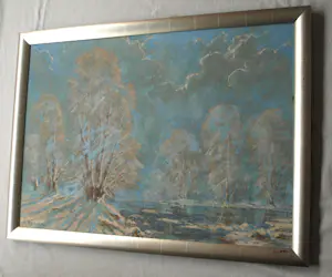 Naum Z. Repkine - Olieverf op canvas , Sneeuwlandschap – Lijst, 78½ x 108½ cm. kopen? Bied vanaf 100!