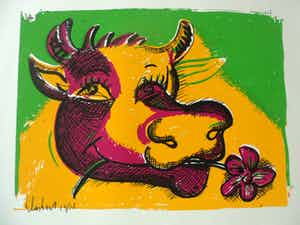 Peter Klashorst - Zeefdruk, Koe verkocht voor € 35!