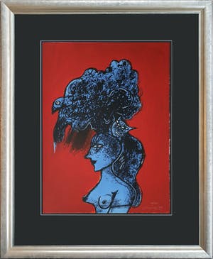 Corneille - "Femme, chat et oiseau" - Groot - Imposant ingelijst (nieuw) kopen? Bied vanaf 690!