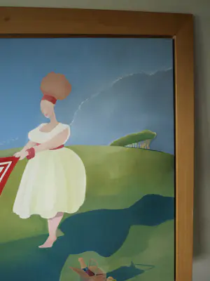 Niet of onleesbaar gesigneerd - Olieverf op doek , ingelijst , De Picknick – Lijst 118 x 118 cm. kopen? Bied vanaf 1!