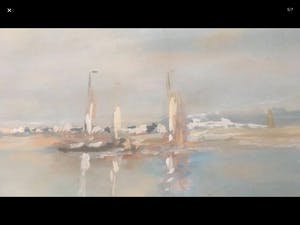 Frans de Nocker - Watergezicht . Mogelijk plas de Kaag met het Kaageiland. kopen? Bied vanaf 50!