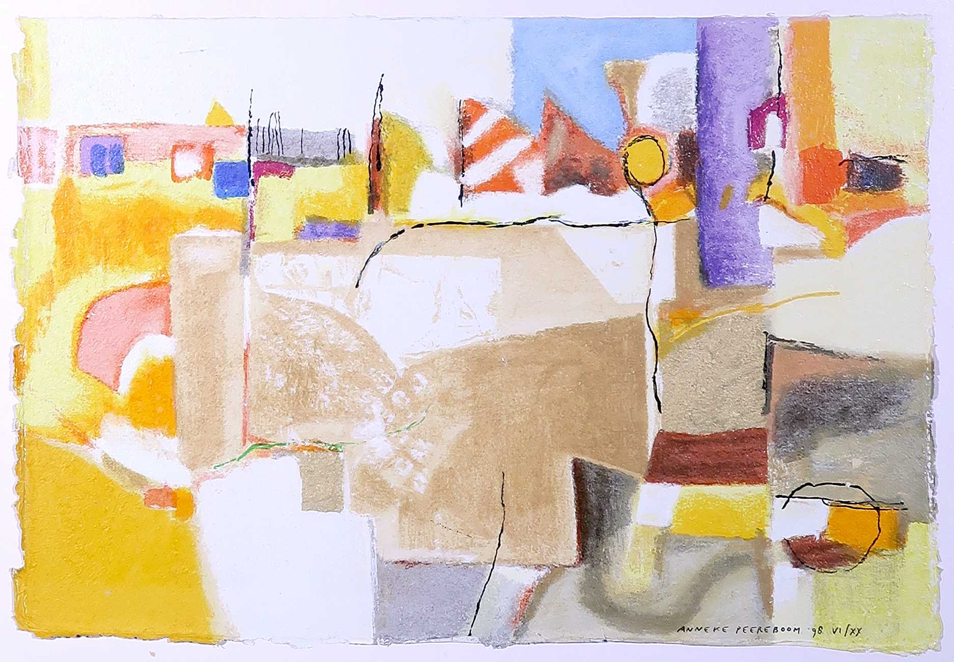 Anneke Peereboom - Zeefdruk op papier en canvas, Luce del Giorno IV - Ingelijst kopen? Bied vanaf 1!