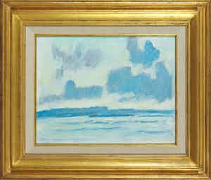 Adrie Mouthaan - Olieverf op board, Wolken op de noord - Ingelijst verkocht voor € 100!