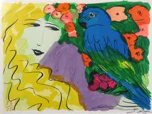 Walasse Ting - Litho, Venus en Ara - Ingelijst (Groot) verkocht voor € 500!