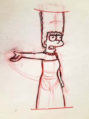 Matt Groening - originele productie tekening, The Simpsons, Marge verkocht voor € 1!