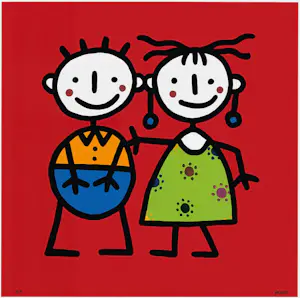 Franz Basdera - Kleurenzeefdruk BOY and GIRL Handgesign. kopen? Bied vanaf 75!