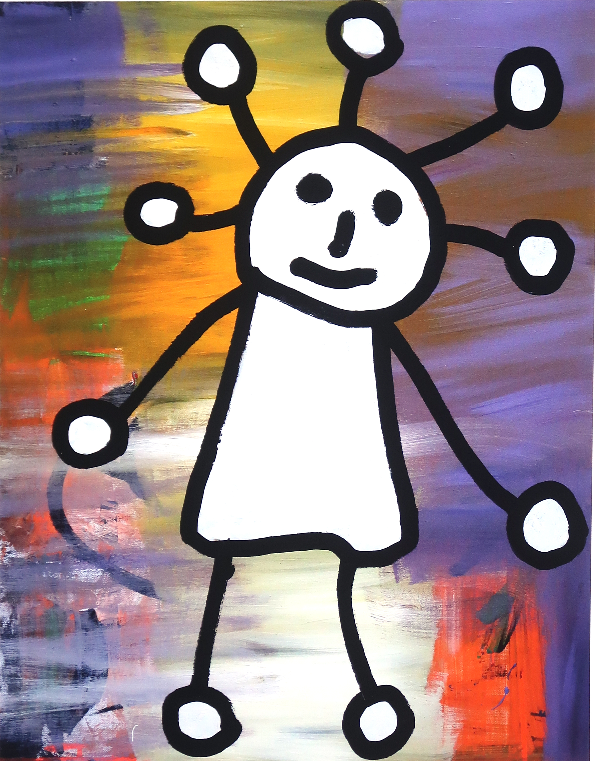 Paul Indrek Kostabi - Zeefdruk, Figuur tegen kleurrijke achtergrond kopen? Bied vanaf 1!