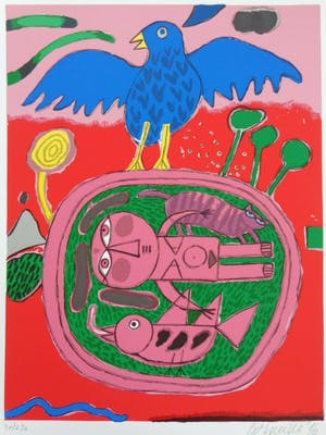 Corneille - BLAUWE VOGEL / KLEURZEEFDRUK / 56x38cm / SIG / 1996 kopen? Bied vanaf 120!