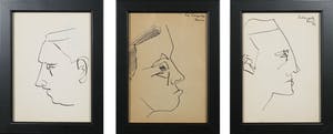 Siep van den Berg - Lot van drie pentekeningen, Portretten - Ingelijst kopen? Bied vanaf 35!