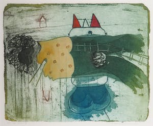 Michel van Overbeeke - Kleurenets met bladgoud, Love train I - Ingelijst kopen? Bied vanaf 35!