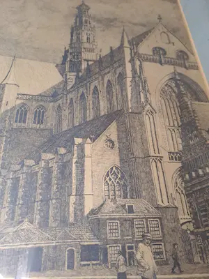 Hendrik Henrichs - Ets Grote Markt en st. Bavo kerk Haarlem kopen? Bied vanaf 30!