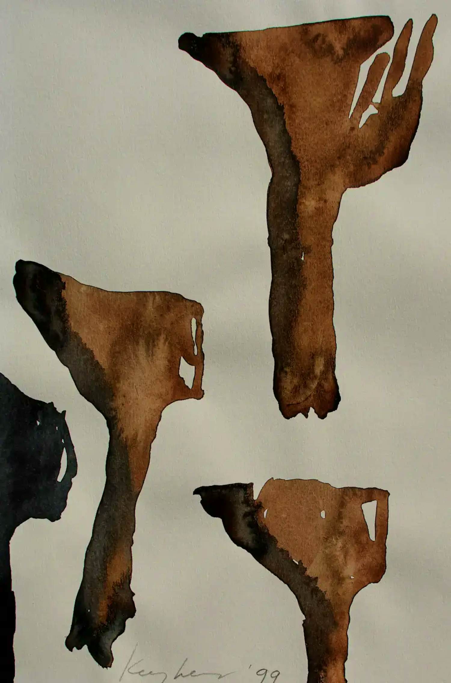 Theo Kuijpers - Aquarel: boomachtige figuren - 1999 kopen? Bied vanaf 150!