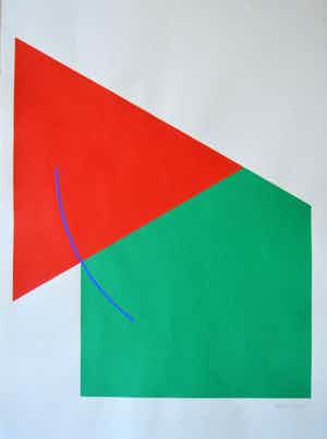 Nigel Kent - Acryl op papier, Geometrische compositie verkocht voor € 1!
