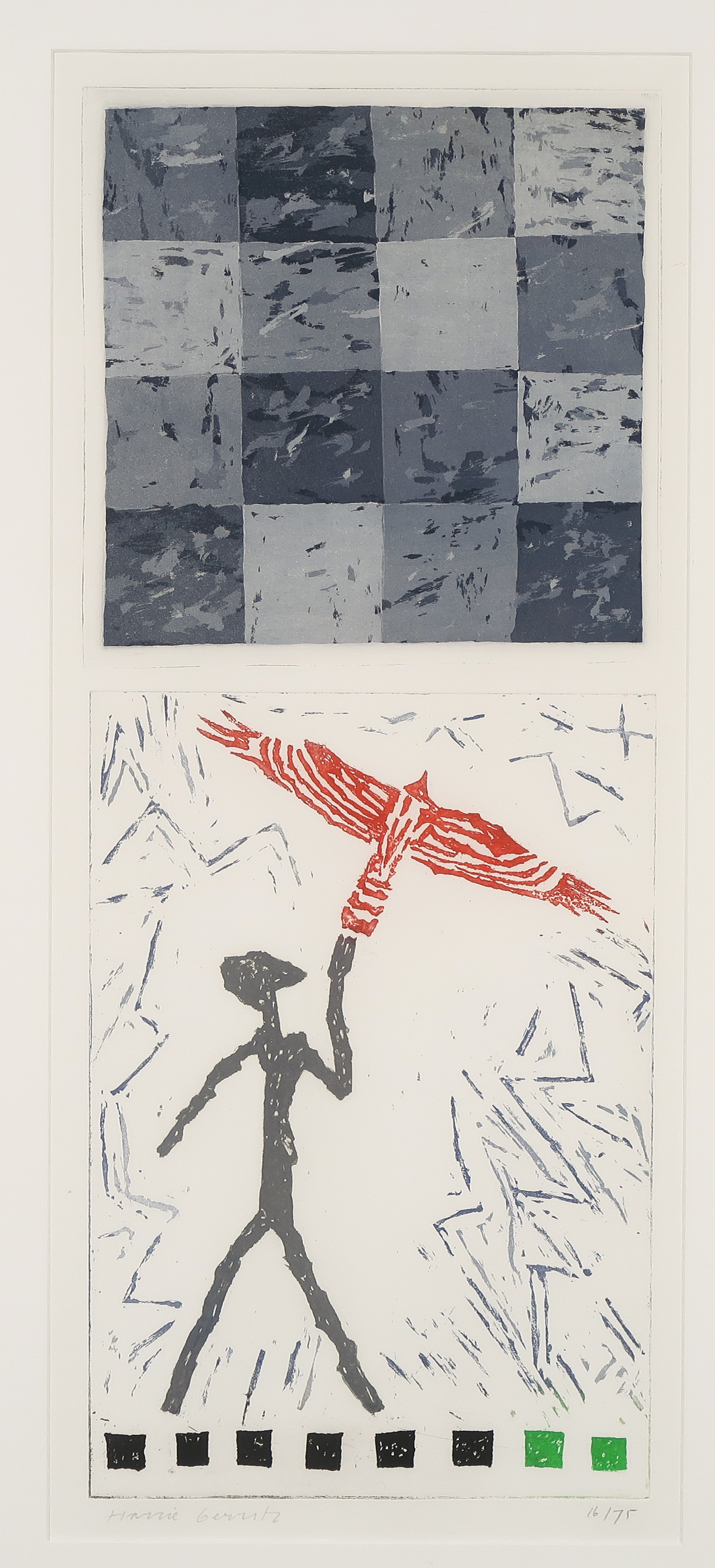 Harrie Gerritz - Ets, Vogelman - Ingelijst kopen? Bied vanaf 20!