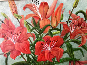 Niet of onleesbaar gesigneerd - Prachtig schilderij - vaas met lelies kopen? Bied vanaf 1!