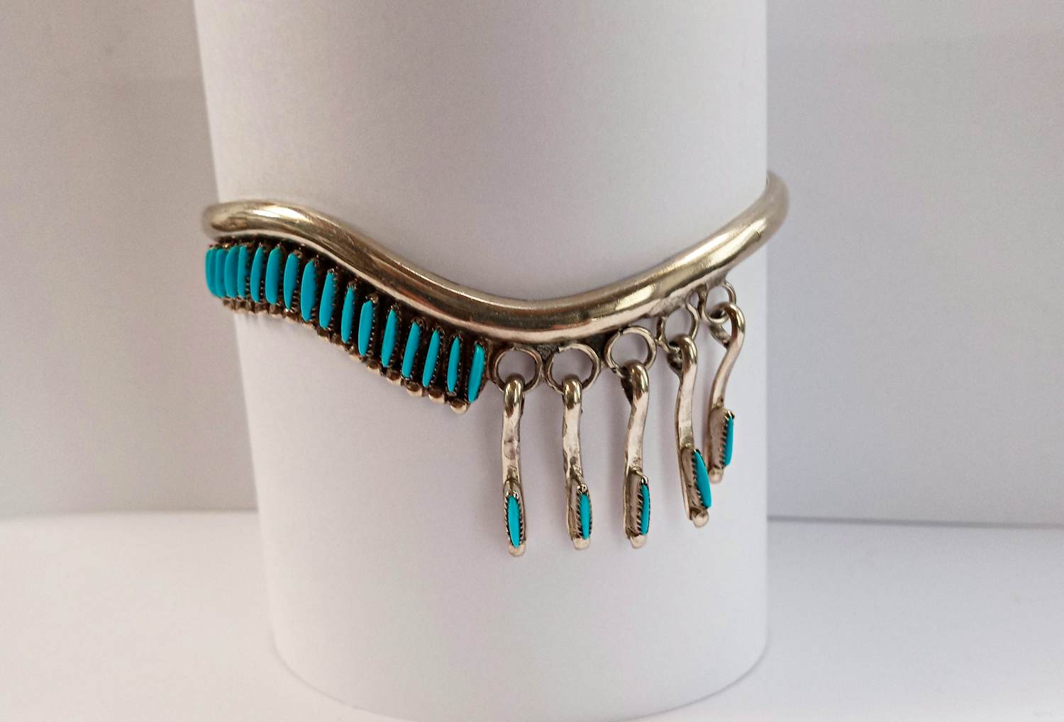 Sterling zilver armband needlepoint turkoois Zuni Indiaans Navajo kopen? Bied vanaf 145!