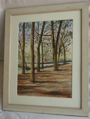 Niet of onleesbaar gesigneerd - Ingelijste aquarel , “Bosgezicht“ kopen? Bied vanaf 1!