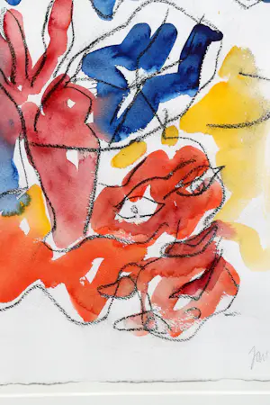 Jan Sierhuis - Gouache/krijt op papier: 'Zonder titel' (1987). kopen? Bied vanaf 350!