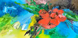 Tilly Wils - Le Bouquet, olieverf op doek (netjes ingelijst) vendu pour 295€ !