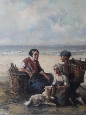 Cornelis de Bruin - Strandjutters original. kopen? Bied vanaf 275!