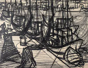Charles thomas Nix - Grote gemengde techniek (litho-potlood-inkt) "vissershaven" gesigneerd kopen? Bied vanaf 31!