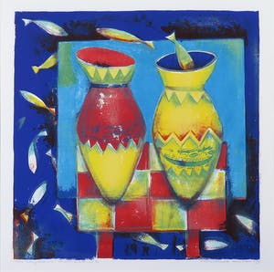 Marianne Aulman - Zeefdruk, Odysseus Schipbreuk l - Ingelijst kopen? Bied vanaf 1!