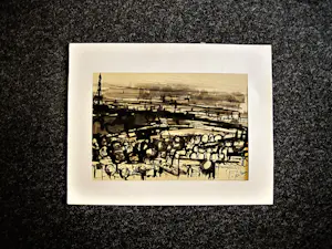 Jan Budding - Grote sepia inkt tekening "Parijs met Eiffeltoren 1961" gesigneerd kaufen? Bieten Sie von 48!