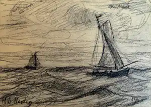 Hendrik Willem Mesdag - Zeegezicht tekening verkauft für € 1000!