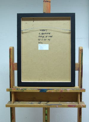 Gerard Boersma - Zebra's (Vrouw kijkend naar schilderij van Victor Vasarely) kopen? Bied vanaf 200!