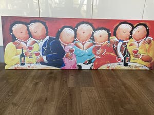 Theo Broeren - Glicée met acryl op doek ‘Feest ‘ ( ZEER GROOT ) kopen? Bied vanaf 110!