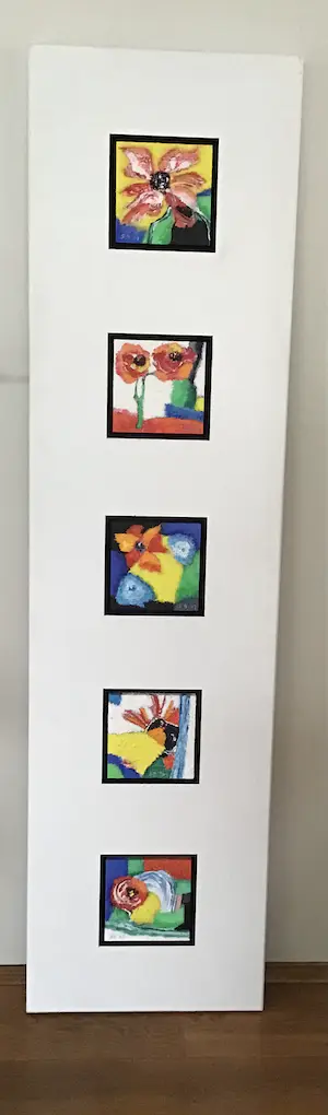 Saskia Bremer - Flower Power in Portugal, 5 schilderijen in paneel, gesigneerd kopen? Bied vanaf 40!