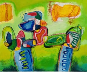 Hans Heijman - Gouache, Abstracte compositie - zonder titel maar met lijst! kopen? Bied vanaf 110!