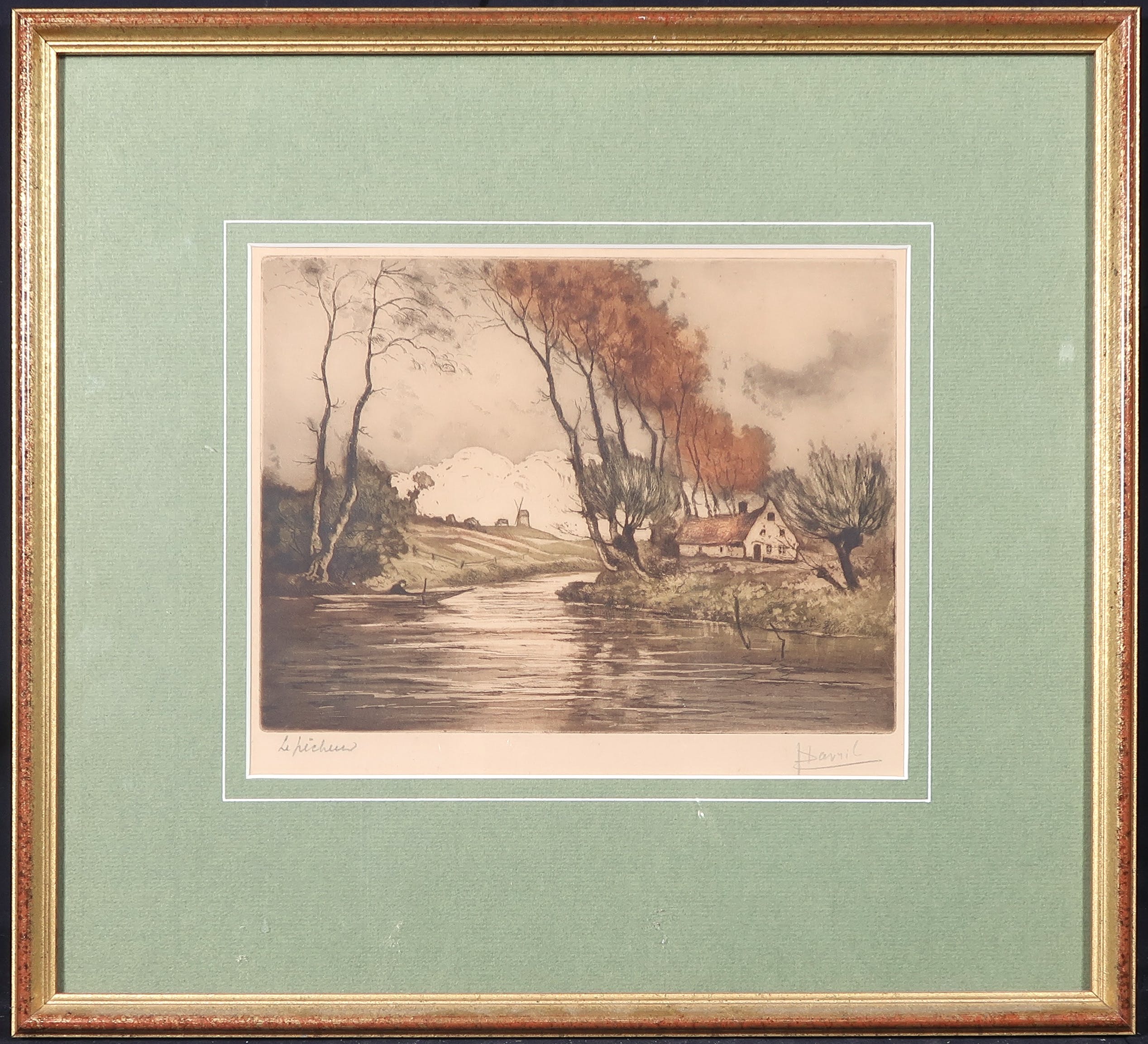 Lucien Dasselborne - Lot van 2 kleurenetsen, Landschap - Ingelijst kopen? Bied vanaf 1!