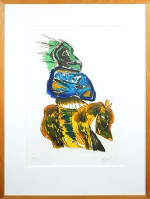 Karel Appel - Ets, Vrouwfiguur - Ingelijst verkocht voor € 650!