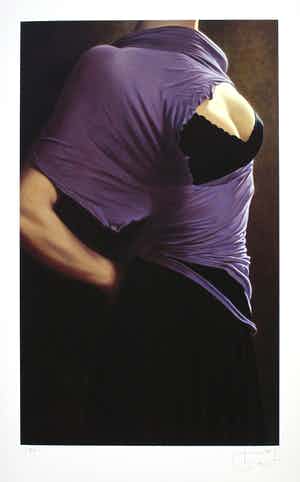 Willi Kissmer - Kleurengiclee LADY IN PURPLE Handgesigneerd. verkocht voor € 75!